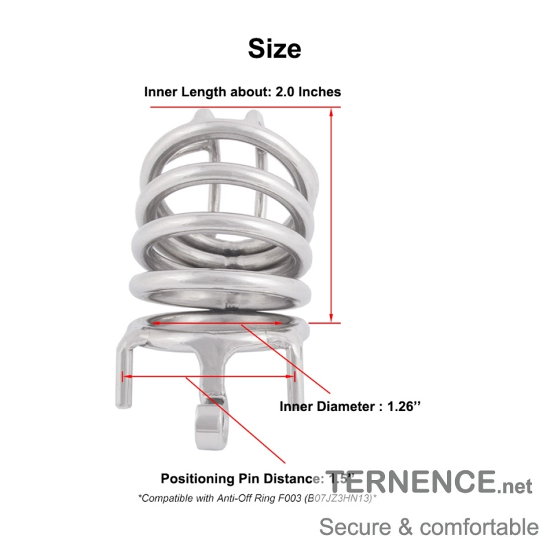 TERNENCE Stainless Chastity Device Male Ergonomic Design Long Cock Cage for Hinged Ring (only cages do not include rings and locks)