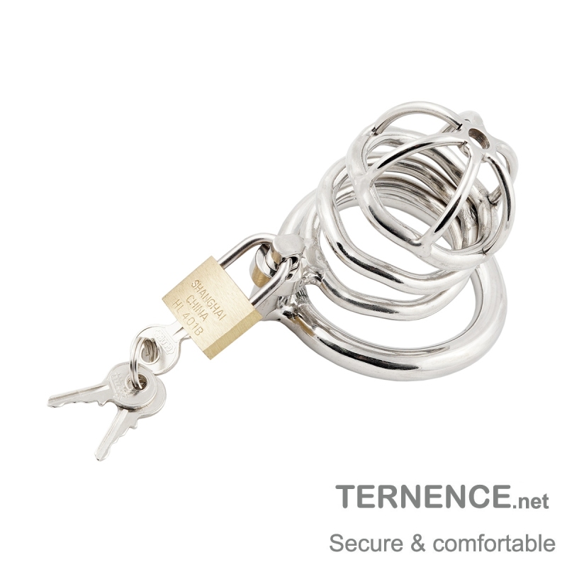 TERNENCE Small Metal Padlock Solid Brass for Male Chastity Device Cock Cage/Built-in Catheter with 3 Key