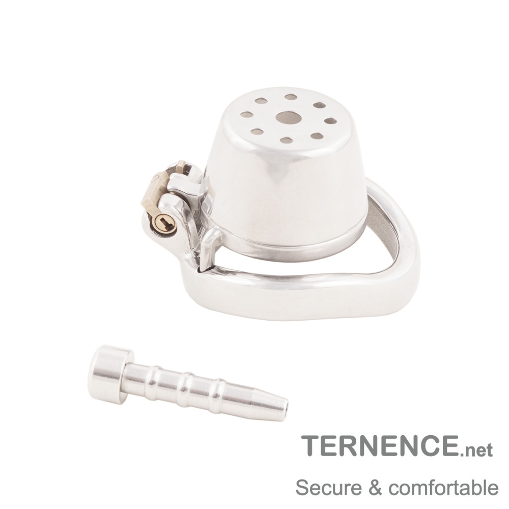 Small Male Chastity Device Stainless Steel Ergonomic Design Cock Cage Sex Toy Ring with Catheter
