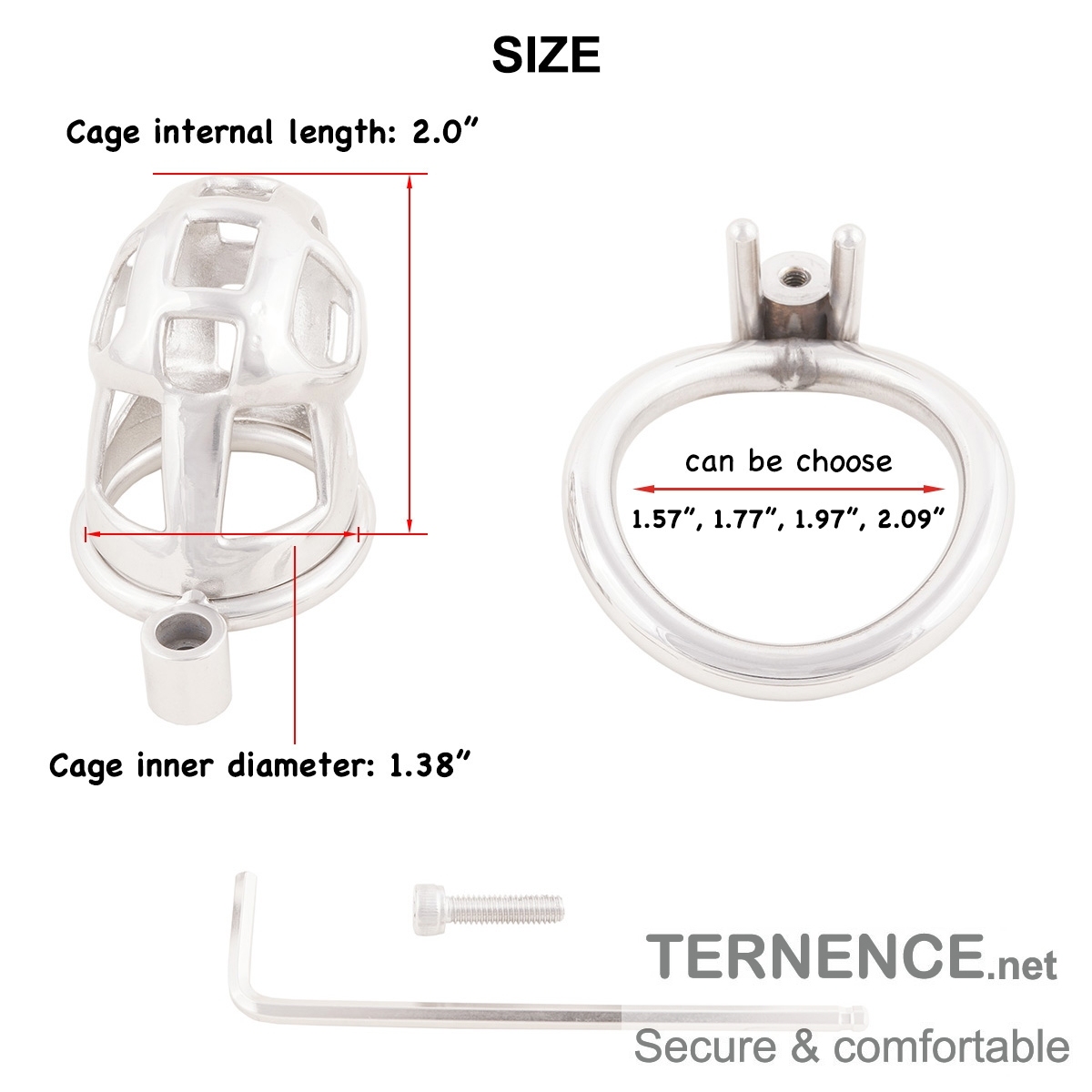 Metal Male Chastity Device Ergonomic Design Cock Cage Adult Game Sex Toy