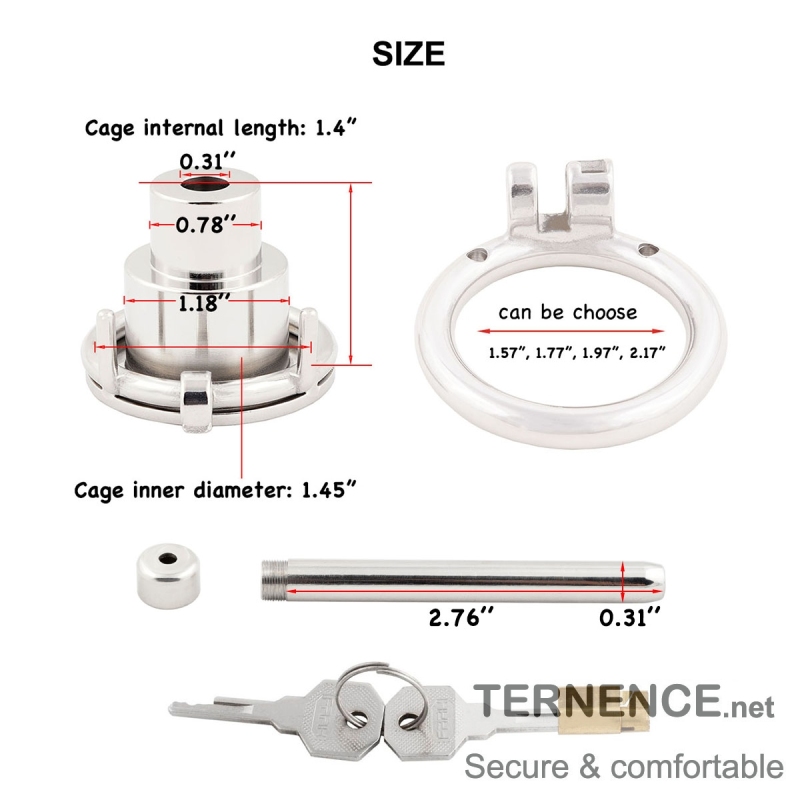 Negative Flat Extreme Men's Chastity cage with Catheter Small Stainless Steel Contrary casity cage for SM Penis Exercise Sex Toys