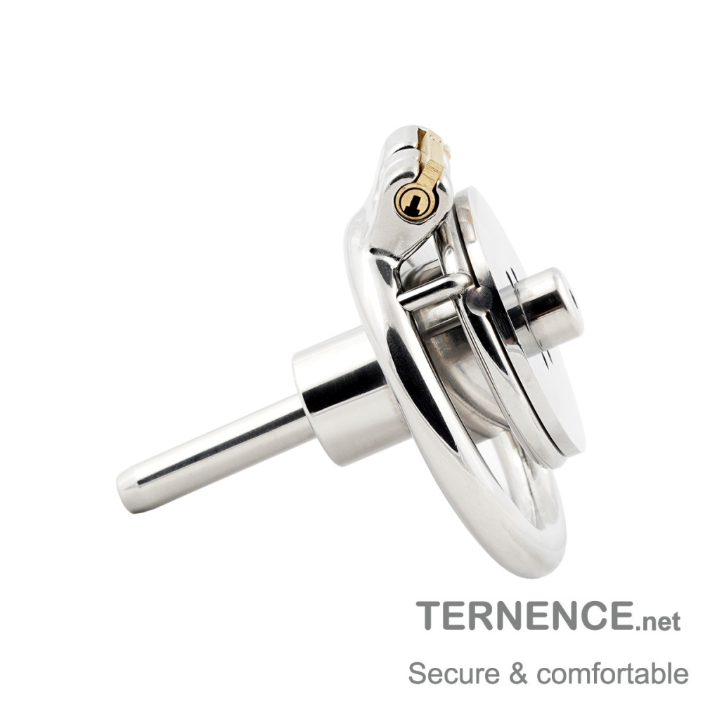 Negative Flat Extreme Men's Chastity cage with Catheter Small Stainless Steel Contrary casity cage for SM Penis Exercise Sex Toys