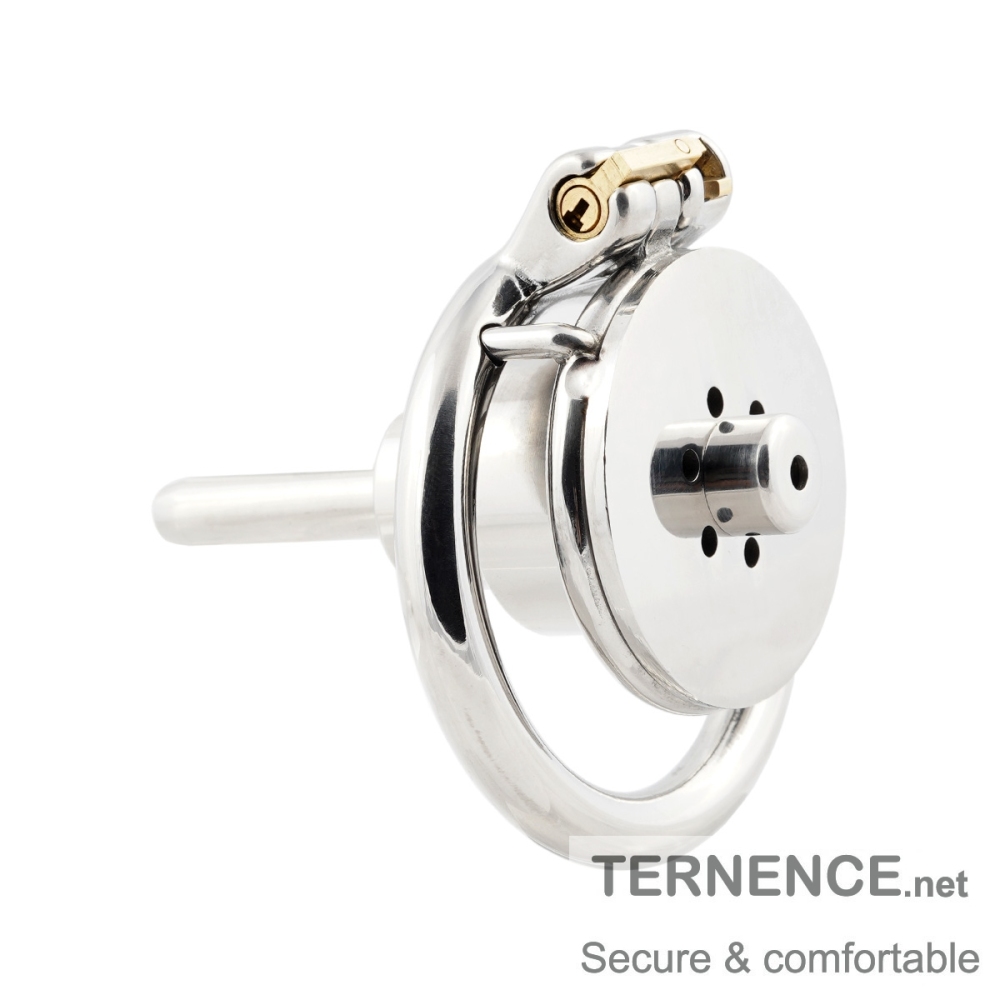 Negative Flat Extreme Men's Chastity cage with Catheter Small Stainless Steel Contrary casity cage for SM Penis Exercise Sex Toys