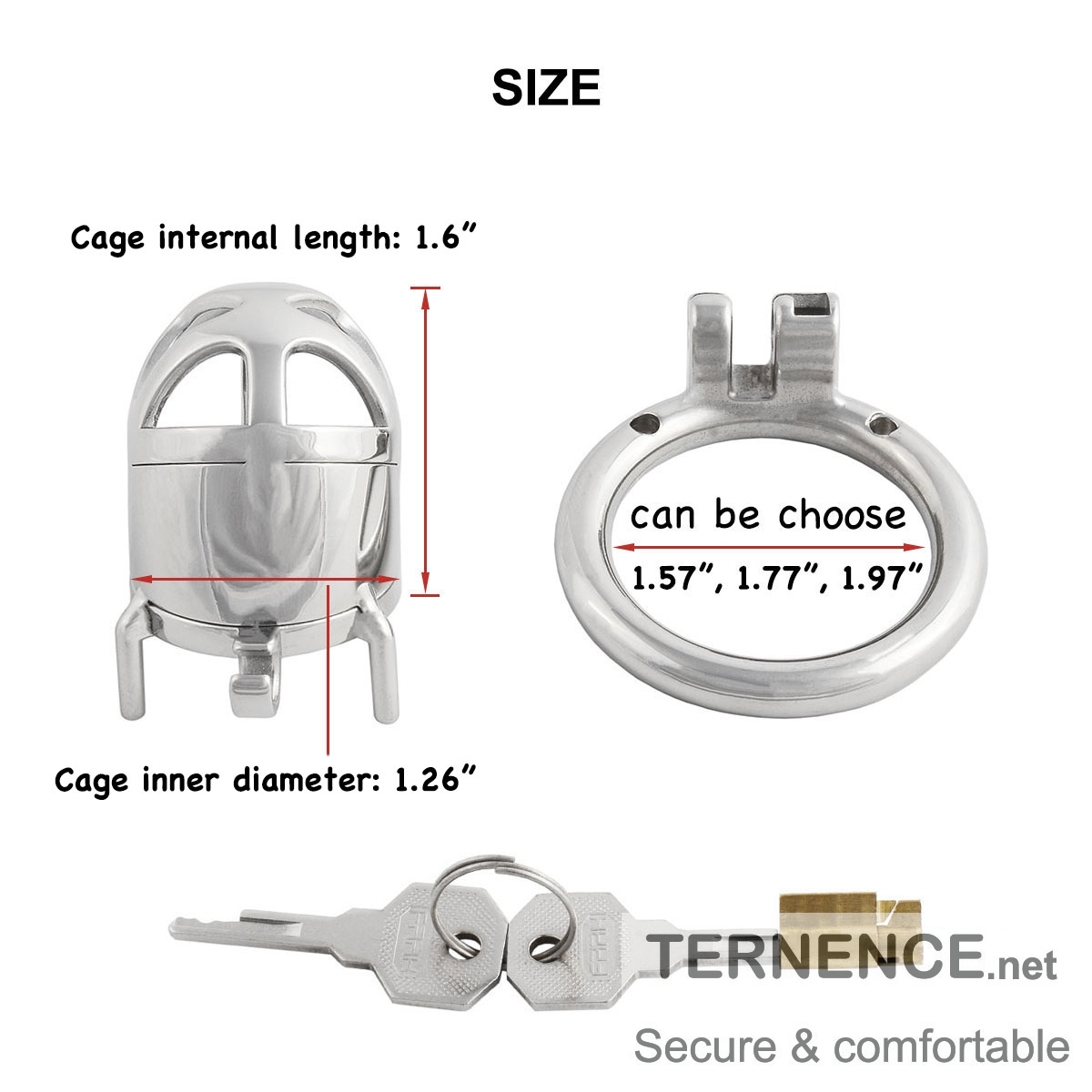 Men's Stainless Steel Male Pennis Lock Cock Penis Ring Cage Male Chastity Cage for Men Clothing