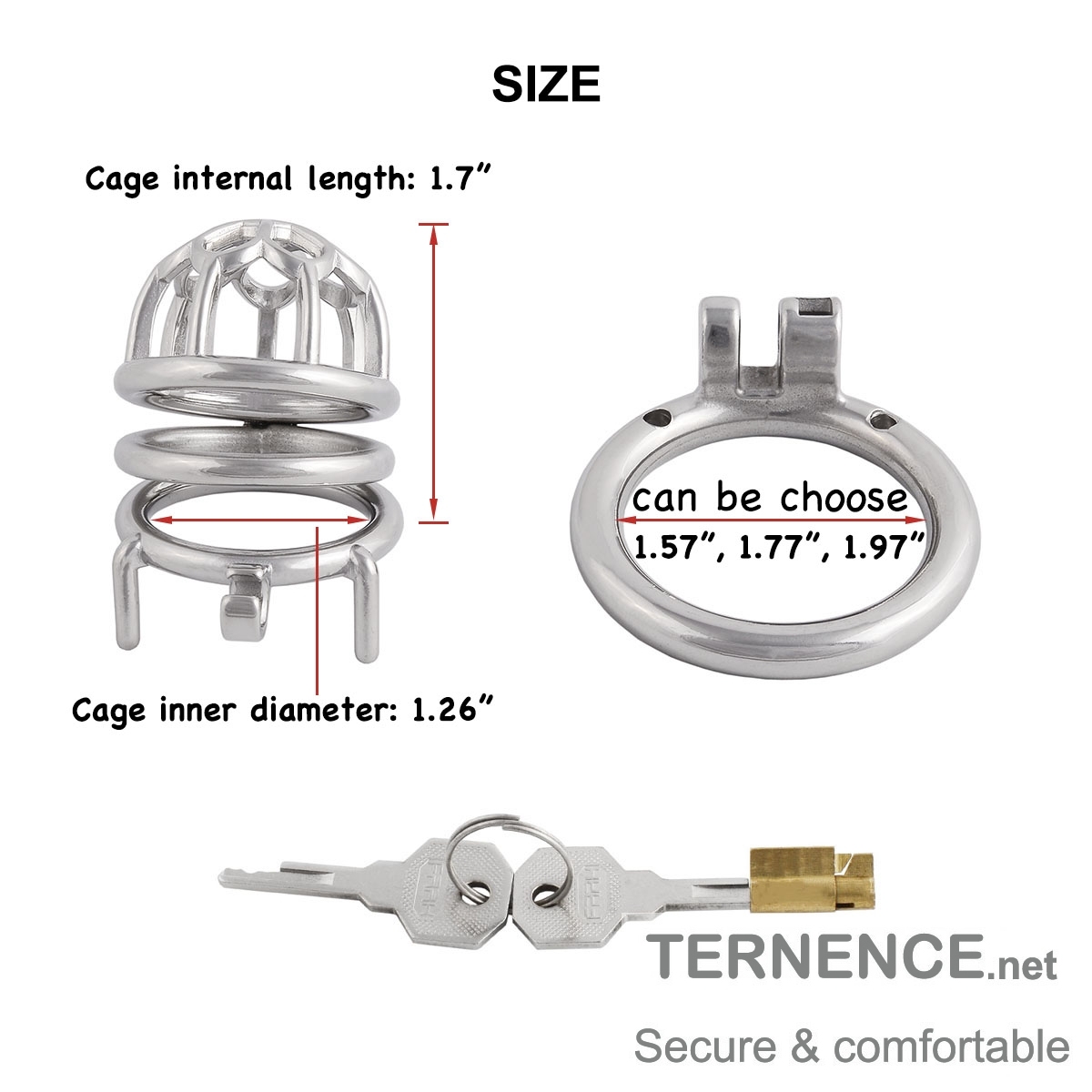 Men's Chastity Device Stainless Steel Chastities Cage Lock for Men