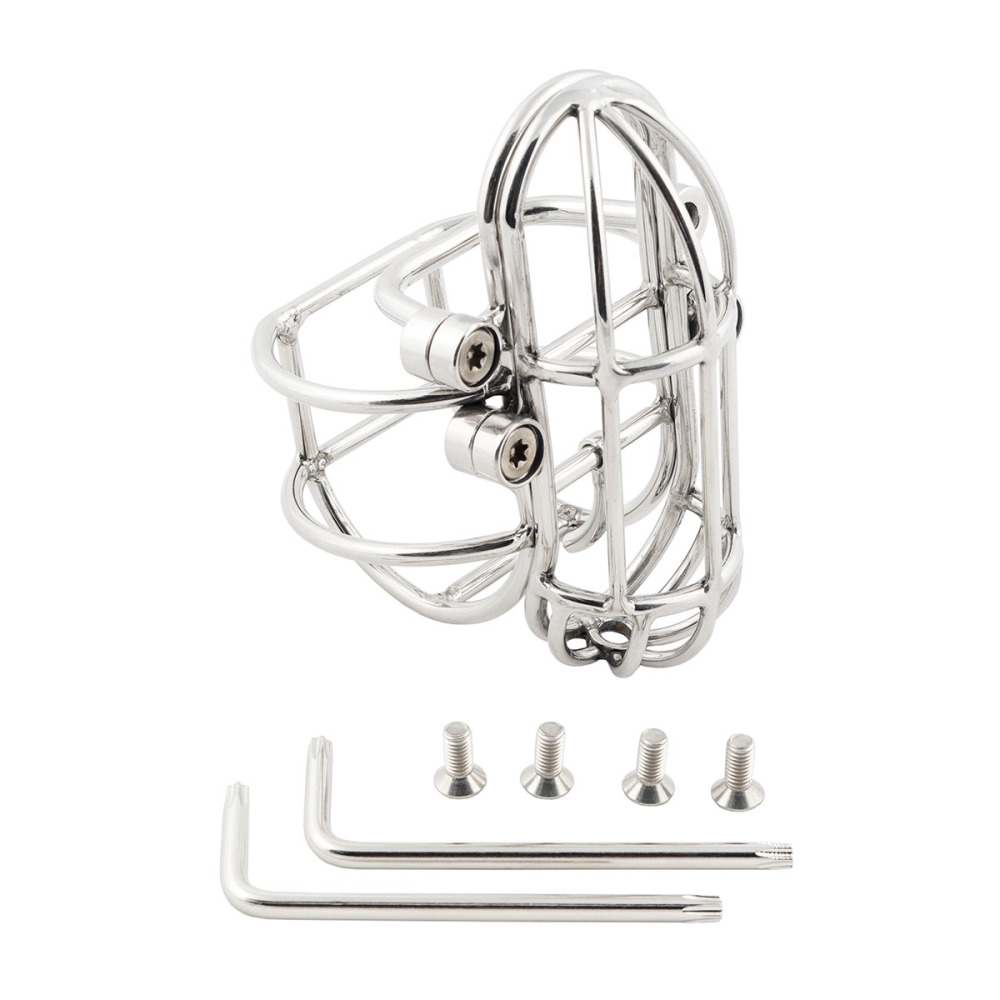 TERNENCE Large Detachable Male Chastity Device Steel Stainless Cock Cage with PA Puncture SM Penis Exercise Sex Toys
