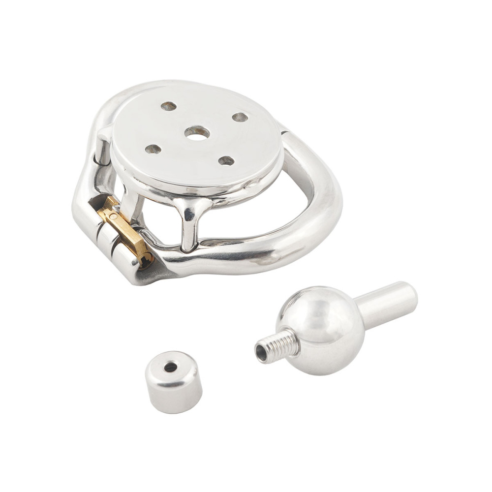 TERNENCE Flat Metal Male Chastity Cock Cage Steel Stainless Virginity Lock Belt with Negative Extreme Catheter Adult Game Sex Toy