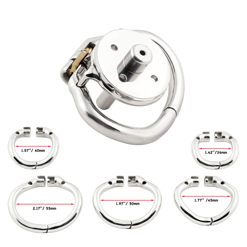TERNENCE Flat Metal Male Chastity Cock Cage Steel Stainless Virginity Lock Belt with Negative Extreme Catheter Adult Game Sex Toy