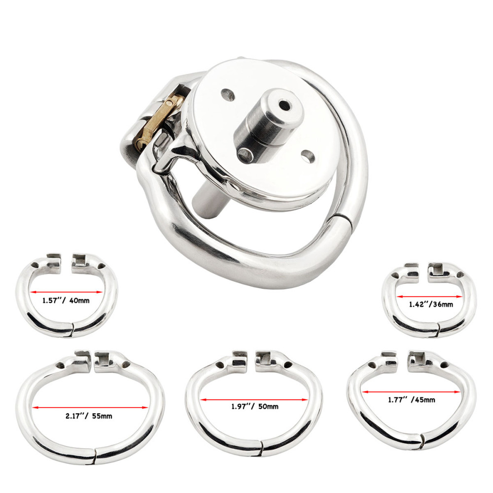TERNENCE Flat Metal Male Chastity Cock Cage Steel Stainless Virginity Lock Belt with Negative Extreme Catheter Adult Game Sex Toy