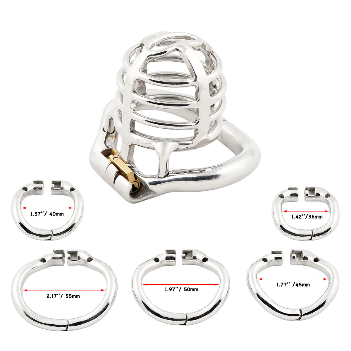 TERNENCE Medium Size Metal Male Chastity Device Ergonomic Design Hinged Ring Cock Cage Penis Lock Adult Game Sex Toys
