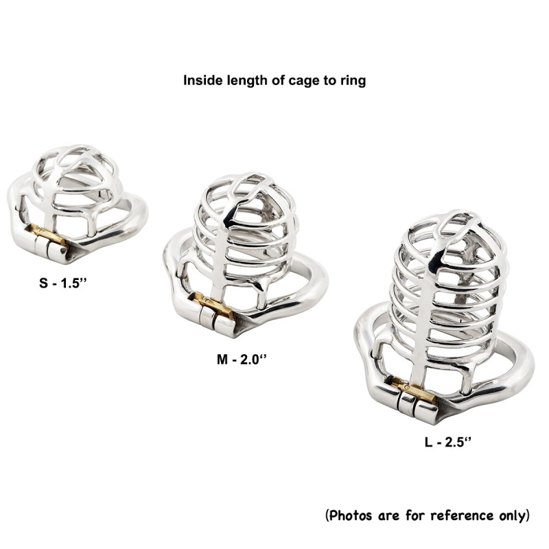 TERNENCE Medium Size Metal Male Chastity Device Ergonomic Design Hinged Ring Cock Cage Penis Lock for Hinged Ring (only cages do not include rings and locks)