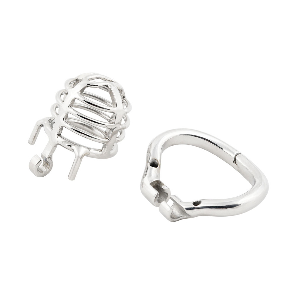 TERNENCE Medium Size Metal Male Chastity Device Ergonomic Design Hinged Ring Cock Cage Penis Lock for Hinged Ring (only cages do not include rings and locks)