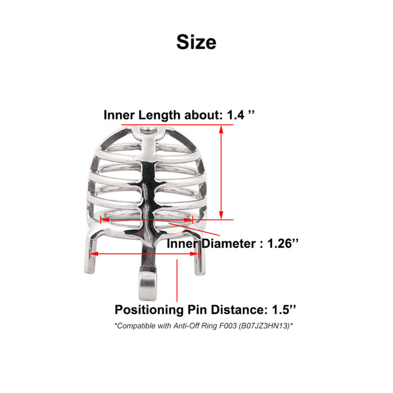 TERNENCE Medium Size Metal Male Chastity Device Ergonomic Design Hinged Ring Cock Cage Penis Lock for Hinged Ring (only cages do not include rings and locks)