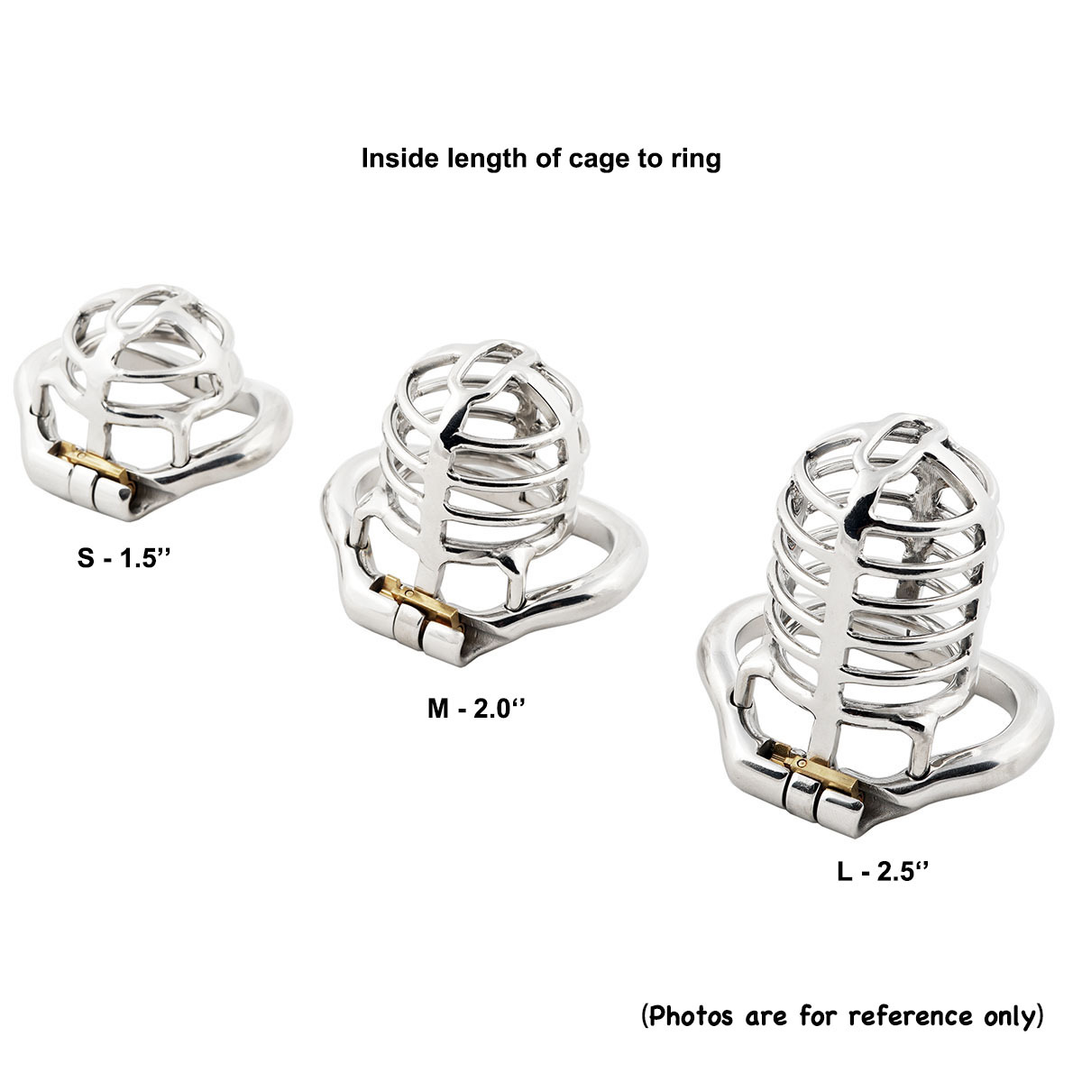 TERNENCE Long Size Men's Metal Chastity Device Ergonomic Design Hinged Ring Cock Cage Penis Lock for Hinged Ring (only cages do not include rings and locks)