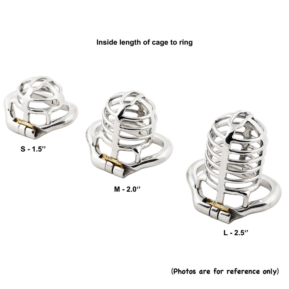 TERNENCE Long Size Men's Metal Chastity Device Ergonomic Design Hinged Ring Cock Cage Penis Lock for Hinged Ring (only cages do not include rings and locks)