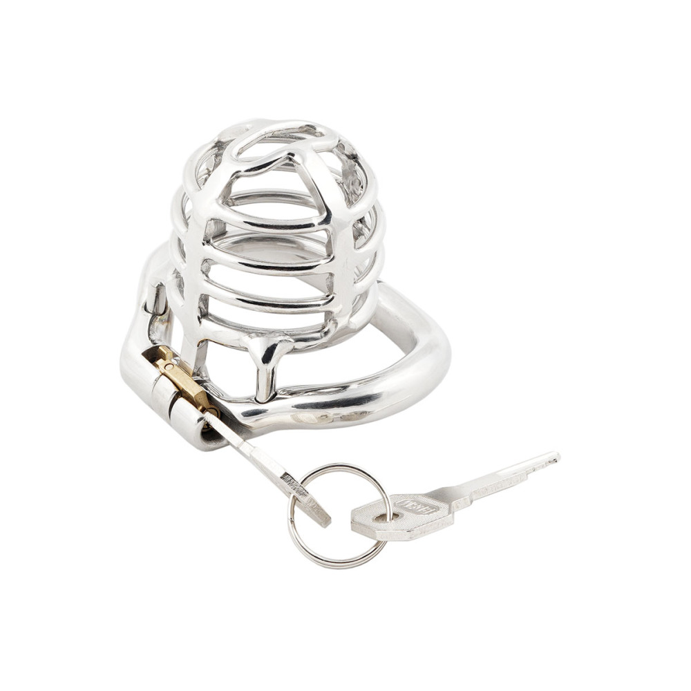 TERNENCE Medium Size Metal Male Chastity Device Ergonomic Design Hinged Ring Cock Cage Penis Lock for Hinged Ring (only cages do not include rings and locks)