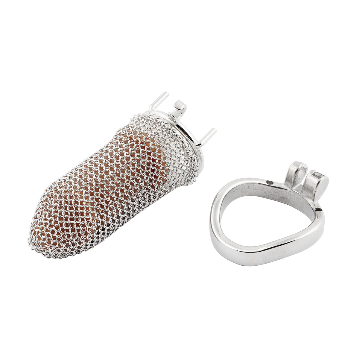 Stainless Steel Gauze Male Chastity Cage Metal Chastity Locks Comfortable Soft Cock Cage Easy to Wear Men's Virginity Lock - XL Cage Length 4''