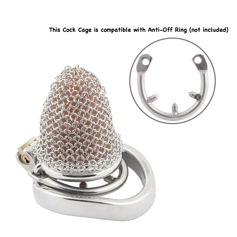 Stainless Steel Gauze Male Chastity Cage Metal Chastity Locks Comfortable Soft Cock Cage Easy to Wear Men's Virginity Lock - S Cage Length 1.8''