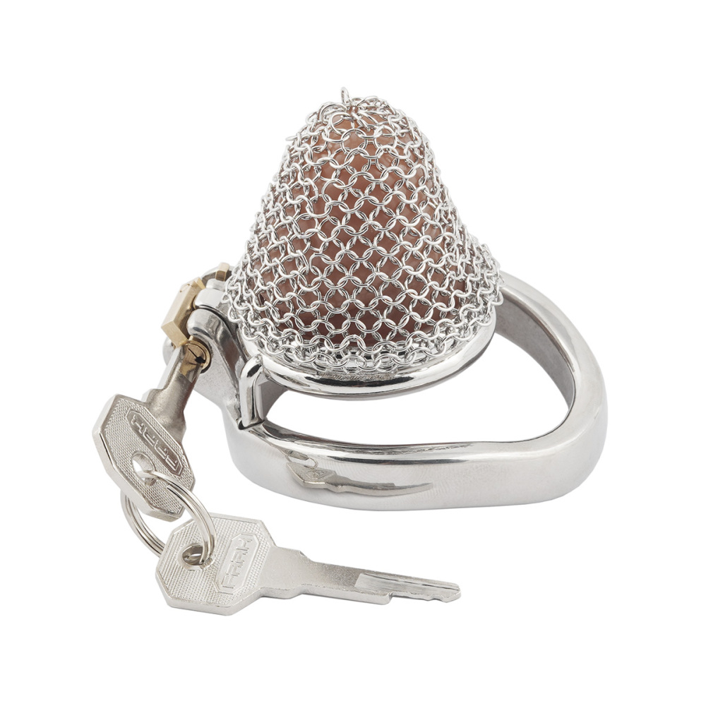 Stainless Steel Gauze Male Chastity Cage Metal Chastity Locks Comfortable Soft Cock Cage Easy to Wear Men's Virginity Lock - XS Cage Length 1.5''