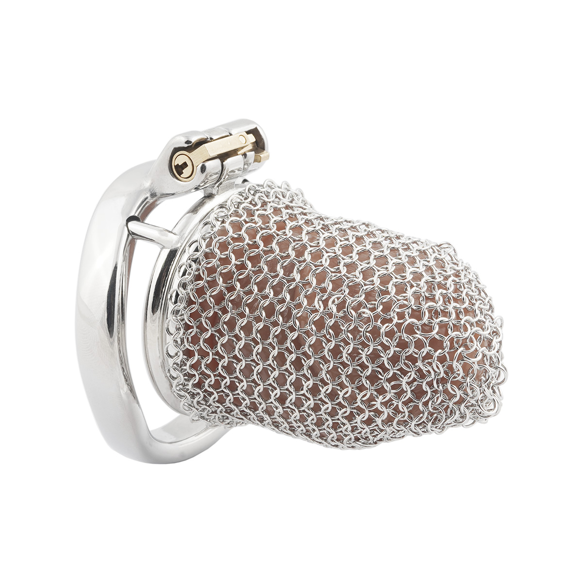 Stainless Steel Gauze Male Chastity Cage Metal Chastity Locks Comfortable Soft Cock Cage Easy to Wear Men's Virginity Lock - M Cage Length 2.6''