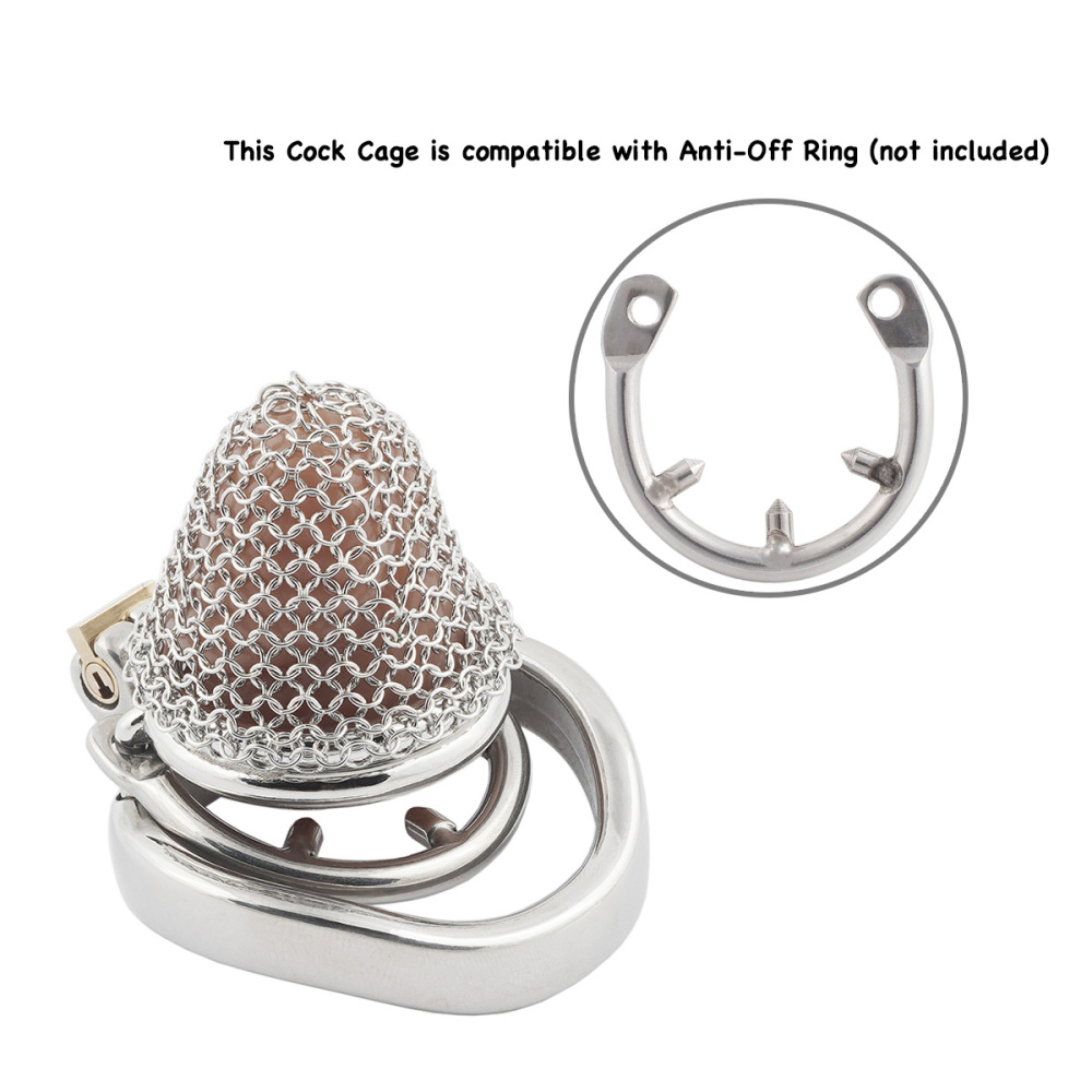Stainless Steel Gauze Male Chastity Cage Metal Chastity Locks Comfortable Soft Cock Cage Easy to Wear Men's Virginity Lock - XS Cage Length 1.5''