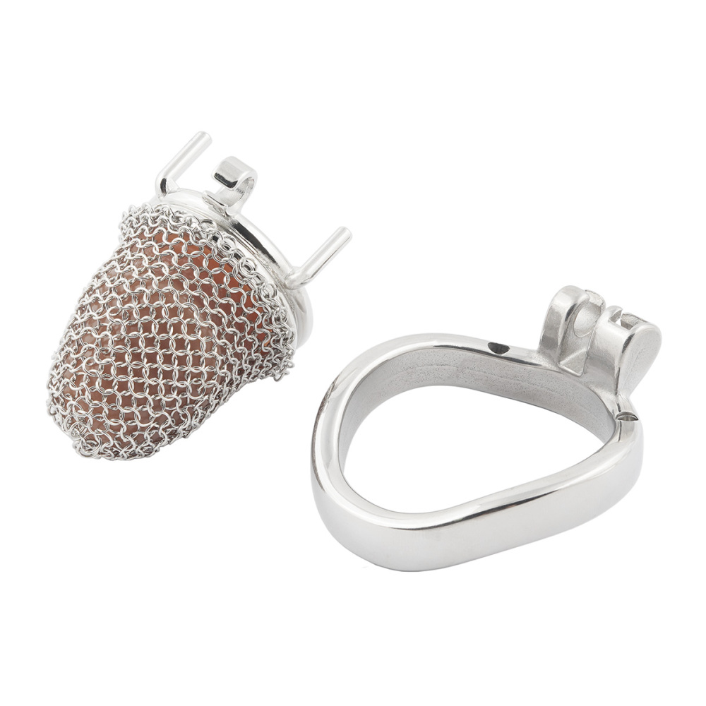 Stainless Steel Gauze Male Chastity Cage Metal Chastity Locks Comfortable Soft Cock Cage Easy to Wear Men's Virginity Lock - S Cage Length 1.8''