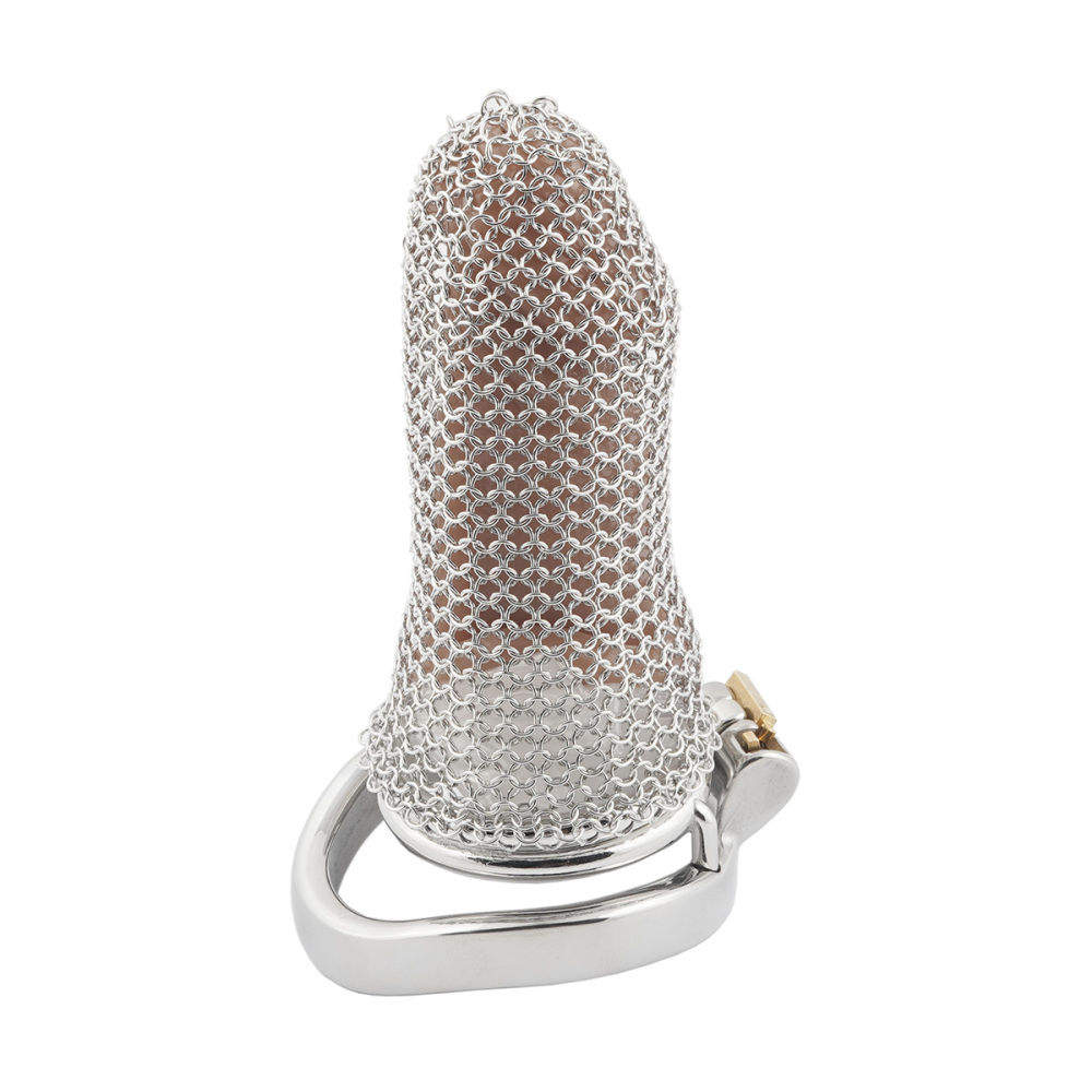 Stainless Steel Gauze Male Chastity Cage Metal Chastity Locks Comfortable Soft Cock Cage Easy to Wear Men's Virginity Lock - XL Cage Length 4''