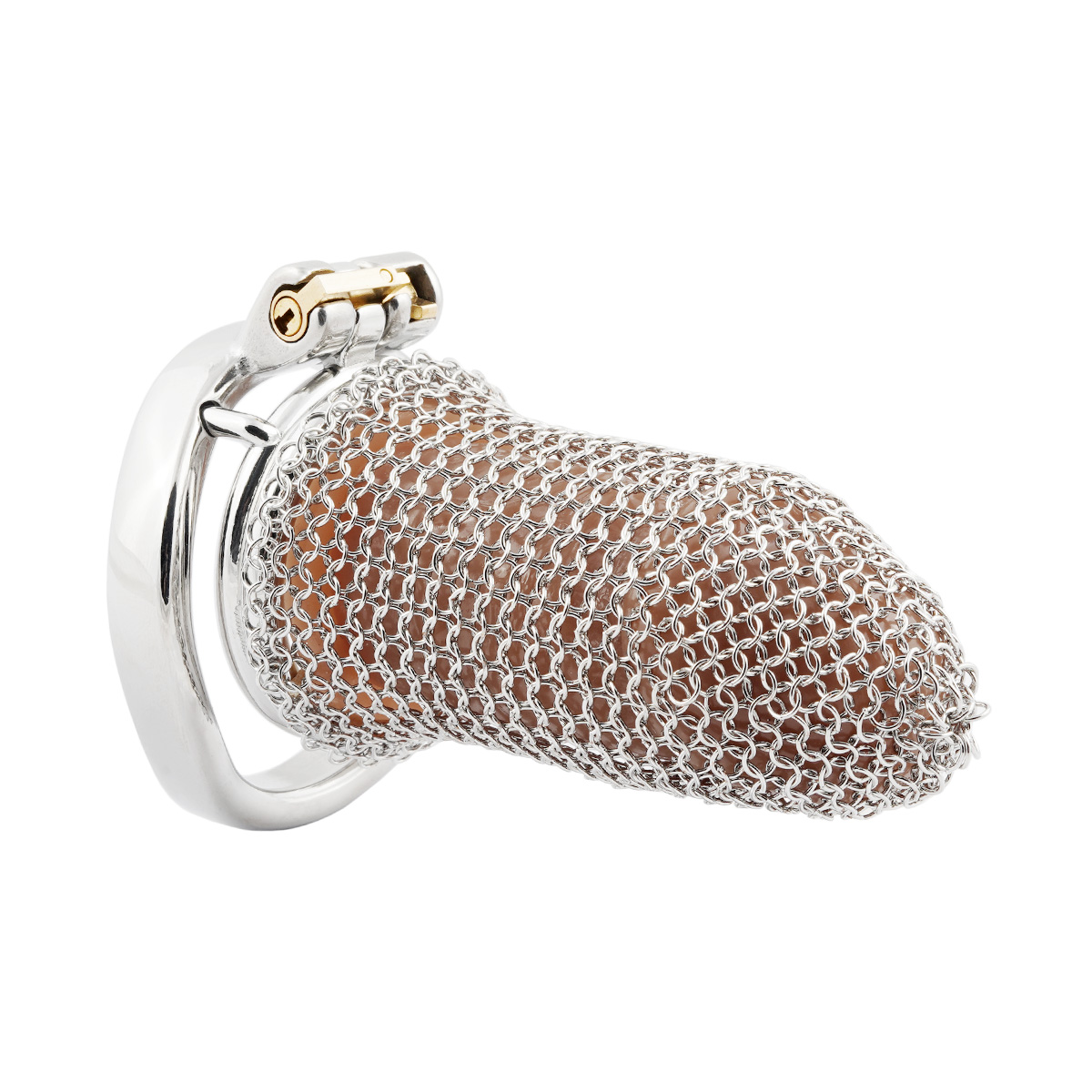 Stainless Steel Gauze Male Chastity Cage Metal Chastity Locks Comfortable Soft Cock Cage Easy to Wear Men's Virginity Lock - L Cage Length 3.4''