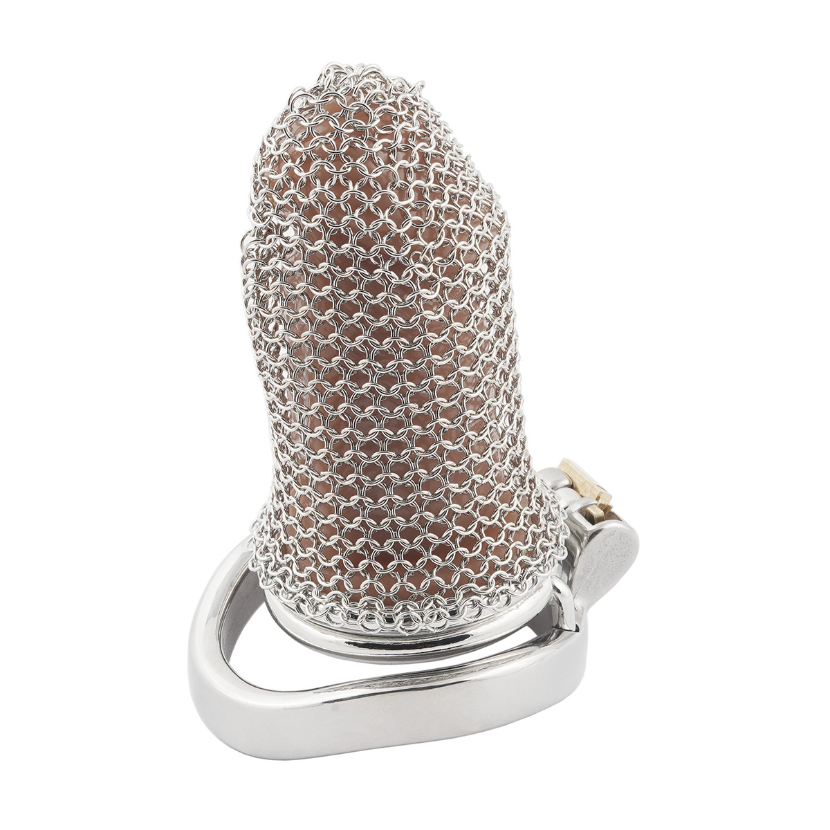 Stainless Steel Gauze Male Chastity Cage Metal Chastity Locks Comfortable Soft Cock Cage Easy to Wear Men's Virginity Lock - L Cage Length 3.4''
