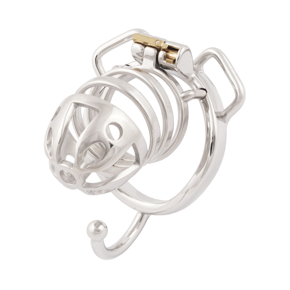 Chastity cage Closed Base Ring Attachable Belt Ergonomic Design Cock cage Base Ring with Separation Hook Men's Chasity Device Stainless Steel Virginity Lock