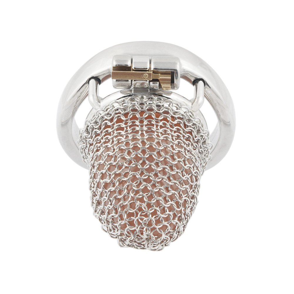 Stainless Steel Gauze Male Chastity Cage Metal Chastity Locks Comfortable Soft Cock Cage Easy to Wear Men's Virginity Lock - S Cage Length 1.8''