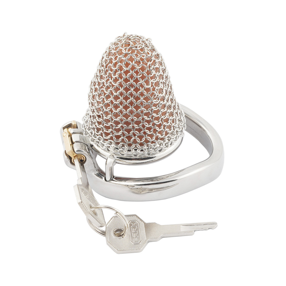 Stainless Steel Gauze Male Chastity Cage Metal Chastity Locks Comfortable Soft Cock Cage Easy to Wear Men's Virginity Lock - S Cage Length 1.8''