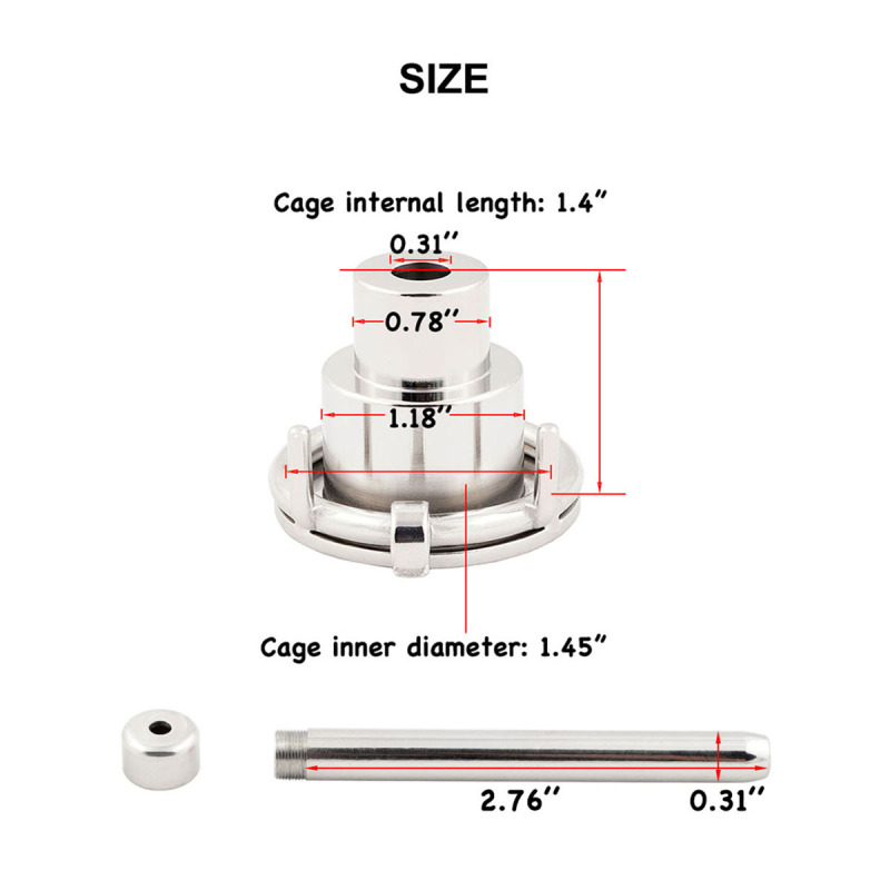 Negative Flat Extreme Men's Chastity cage with Catheter Small Stainless Steel Contrary casity cage for SM Penis Exercise Sex Toys (Not include rings and locks)