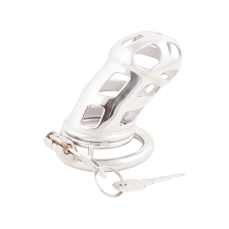 Male Cock Cage Penis Lock Device Long Virginity Lock Stainless Steel Sex Toys (only cages do not include rings and locks)