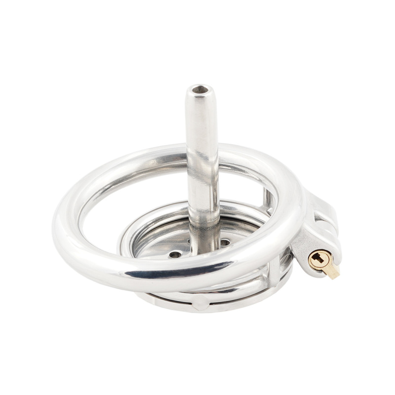 Male Super Short Chastity Device Cage Men's Penis Lock with Stainless Steel Catheter (Not include rings and locks)