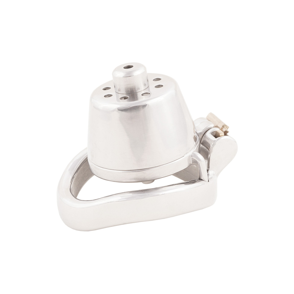 Small Male Chastity Device Stainless Steel Ergonomic Design Cock Cage Sex Toy Ring with Catheter (Not include rings and locks)