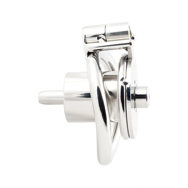 Male Cock Cage Negative Flat Extreme Small Chastity Device with Stainless Steel Catheter (Not include rings and locks)