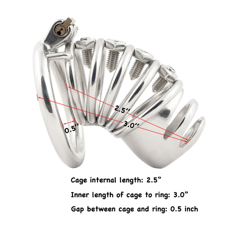 Spiked Chastity Device Long Male Stealth Lock for SM Penis Exercise Sex Toys (only cages do not include rings and locks)