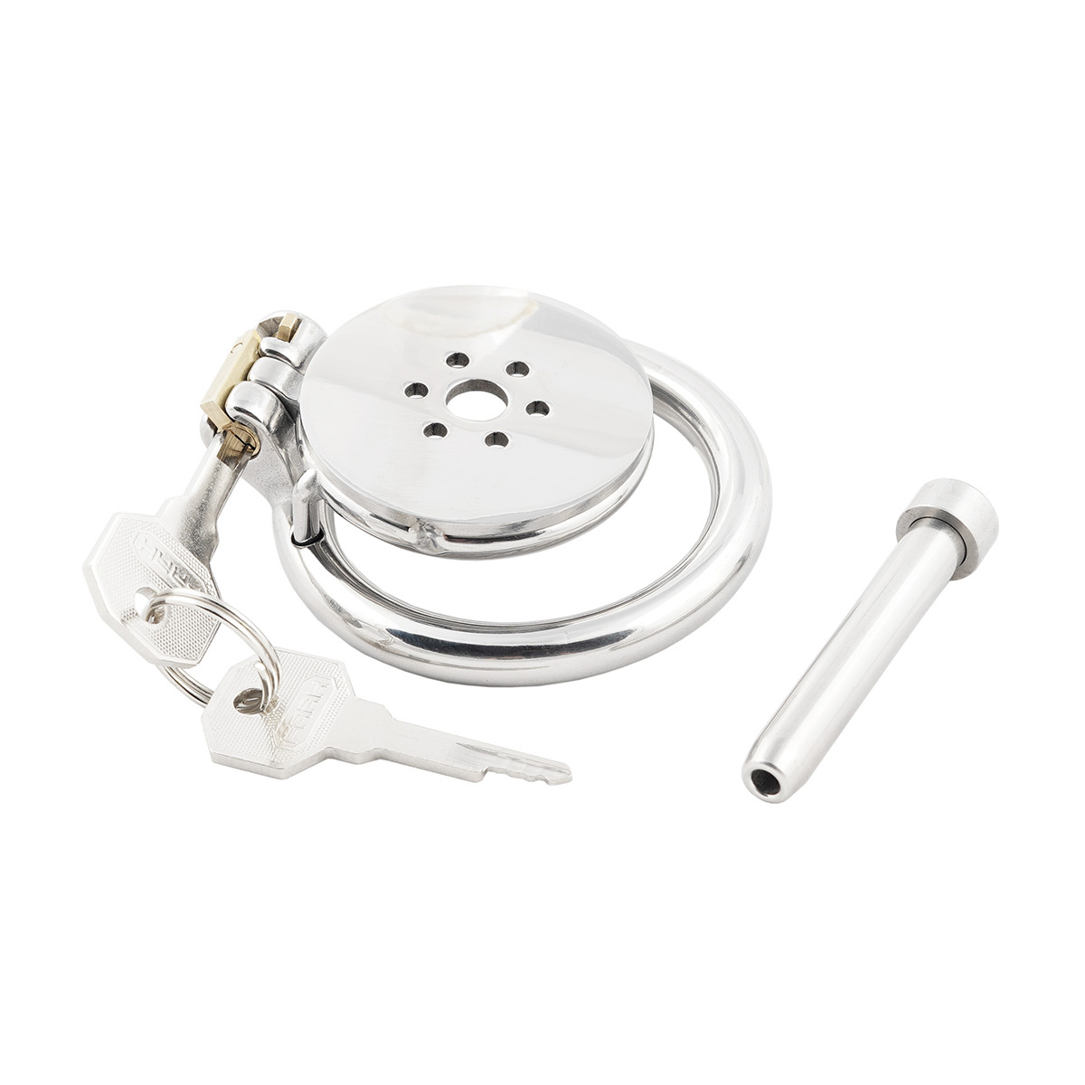 Male Super Short Chastity Device Cage Men's Penis Lock with Stainless Steel Catheter (Not include rings and locks)