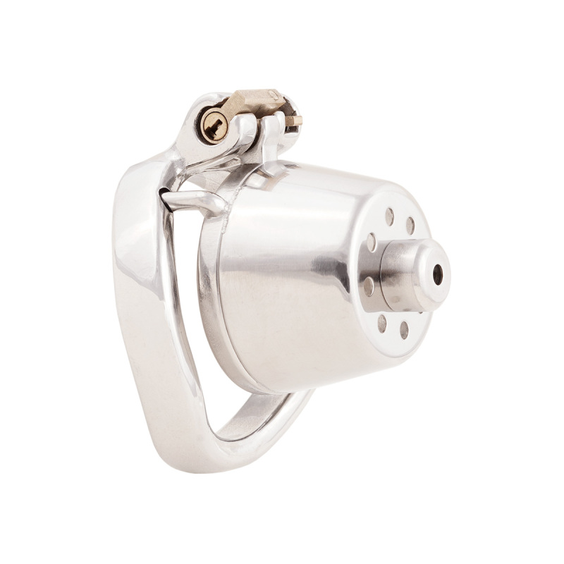 Small Male Chastity Device Stainless Steel Ergonomic Design Cock Cage Sex Toy Ring with Catheter (Not include rings and locks)