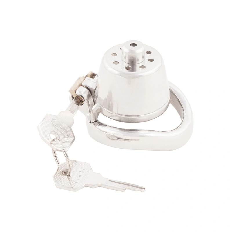 Small Male Chastity Device Stainless Steel Ergonomic Design Cock Cage Sex Toy Ring with Catheter (Not include rings and locks)
