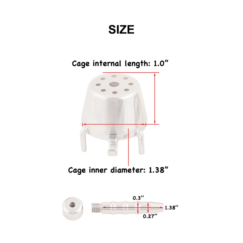Small Male Chastity Device Stainless Steel Ergonomic Design Cock Cage Sex Toy Ring with Catheter (Not include rings and locks)