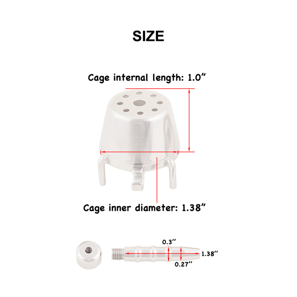 Small Male Chastity Device Stainless Steel Ergonomic Design Cock Cage Sex Toy Ring with Catheter (Not include rings and locks)