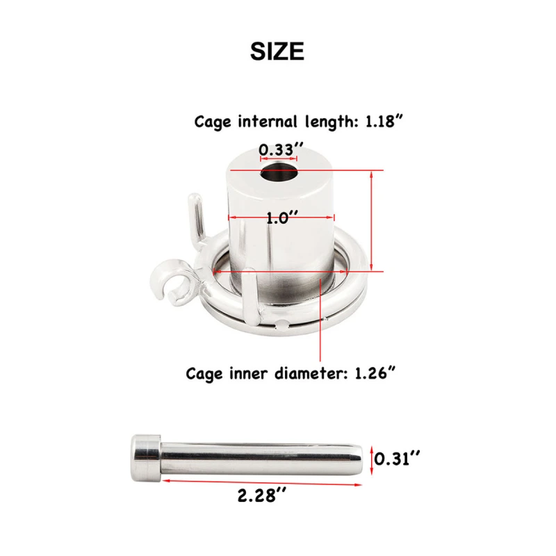 Negative Flat Extreme Small Male Chastity Device with Catheter Stainless Steel Contrary Cock Cage for Men SM Penis Exercise Sex Toys (Not include rings and locks)
