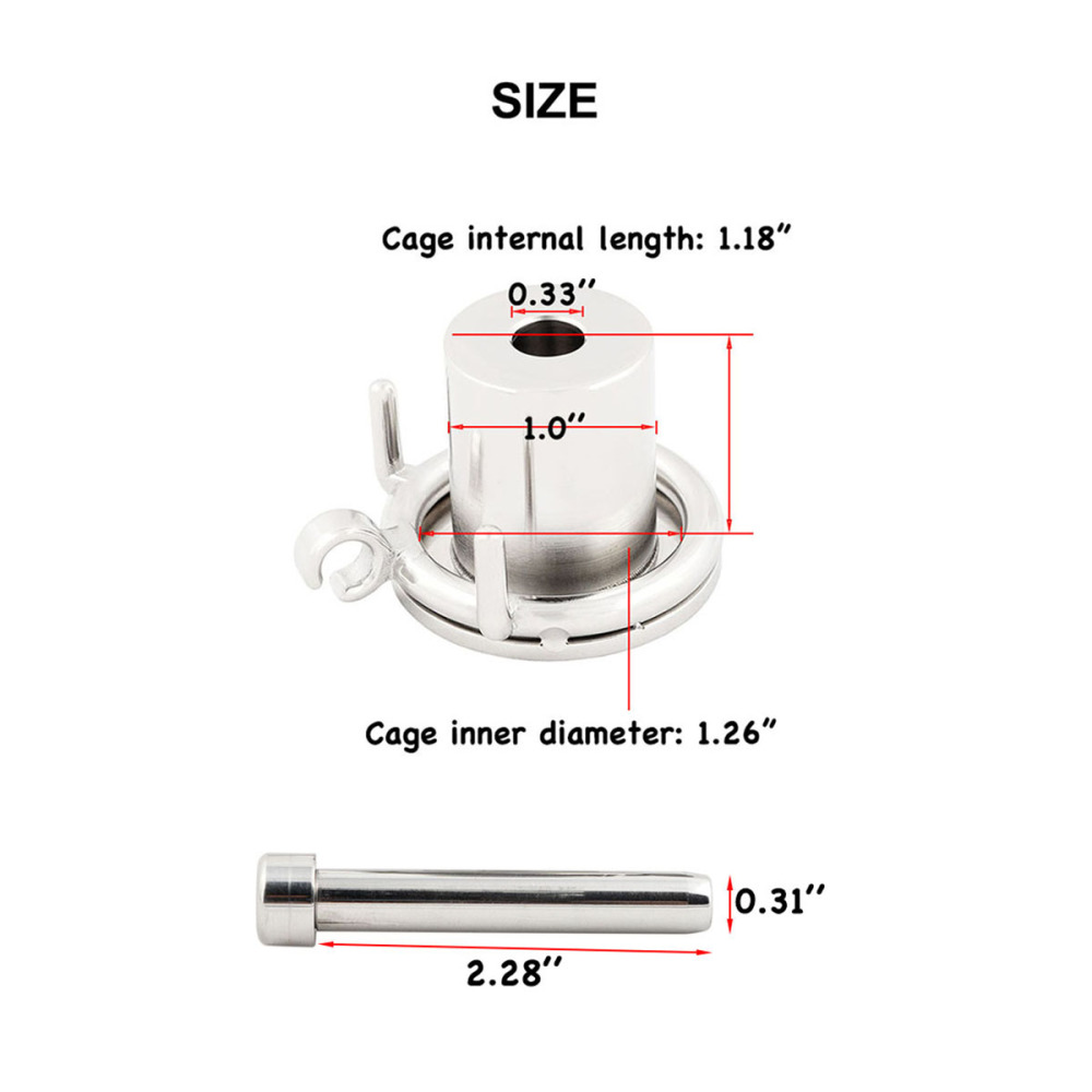 Negative Flat Extreme Small Male Chastity Device with Catheter Stainless Steel Contrary Cock Cage for Men SM Penis Exercise Sex Toys (Not include rings and locks)