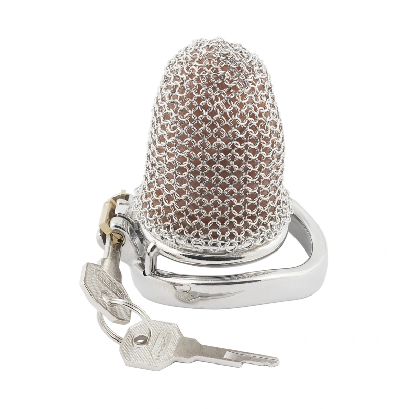 Stainless Steel Gauze Male Chastity Cage Metal Chastity Locks Comfortable Soft Cock Cage Easy to Wear Men's Virginity Lock - M Cage Length 2.6'' (only cages do not include rings and locks)