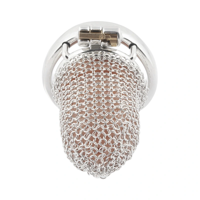 Stainless Steel Gauze Male Chastity Cage Metal Chastity Locks Comfortable Soft Cock Cage Easy to Wear Men's Virginity Lock - M Cage Length 2.6'' (only cages do not include rings and locks)