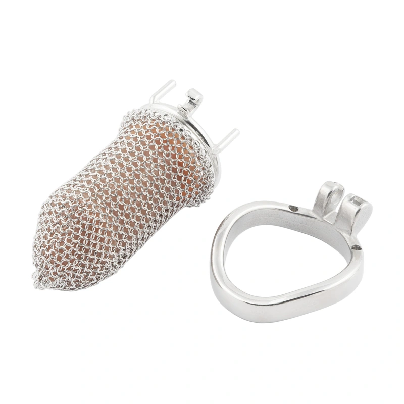 Stainless Steel Gauze Male Chastity Cage Metal Chastity Locks Comfortable Soft Cock Cage Easy to Wear Men's Virginity Lock - L Cage Length 3.4'' (only cages do not include rings and locks)