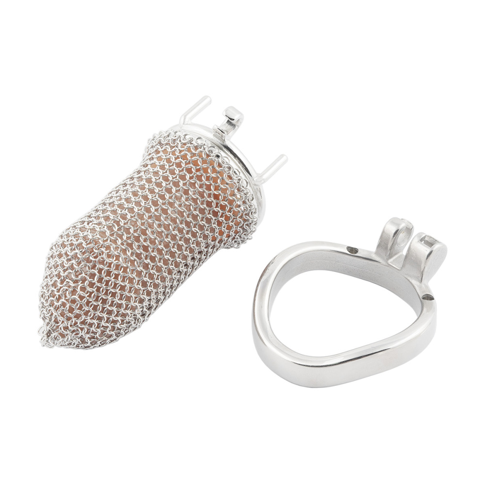 Stainless Steel Gauze Male Chastity Cage Metal Chastity Locks Comfortable Soft Cock Cage Easy to Wear Men's Virginity Lock - L Cage Length 3.4'' (only cages do not include rings and locks)