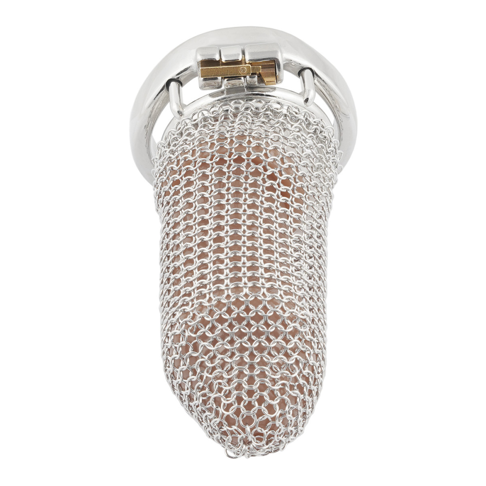 Stainless Steel Gauze Male Chastity Cage Metal Chastity Locks Comfortable Soft Cock Cage Easy to Wear Men's Virginity Lock - XL Cage Length 4''  (only cages do not include rings and locks)